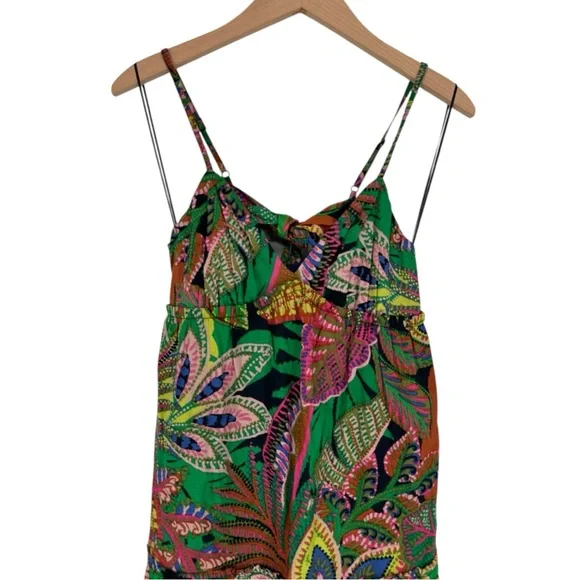 GB Leaf Print V-Neck Tie-Back Tiered Maxi Dress size Juniors Medium NWT Tropical - Picture 4 of 13